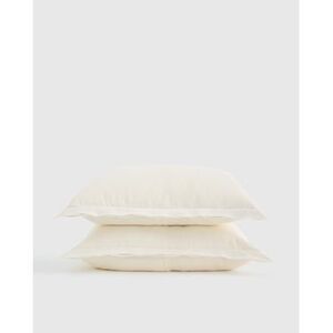 Quince Home European Linen Double Flange Sham Set Ivory Bedding Standard